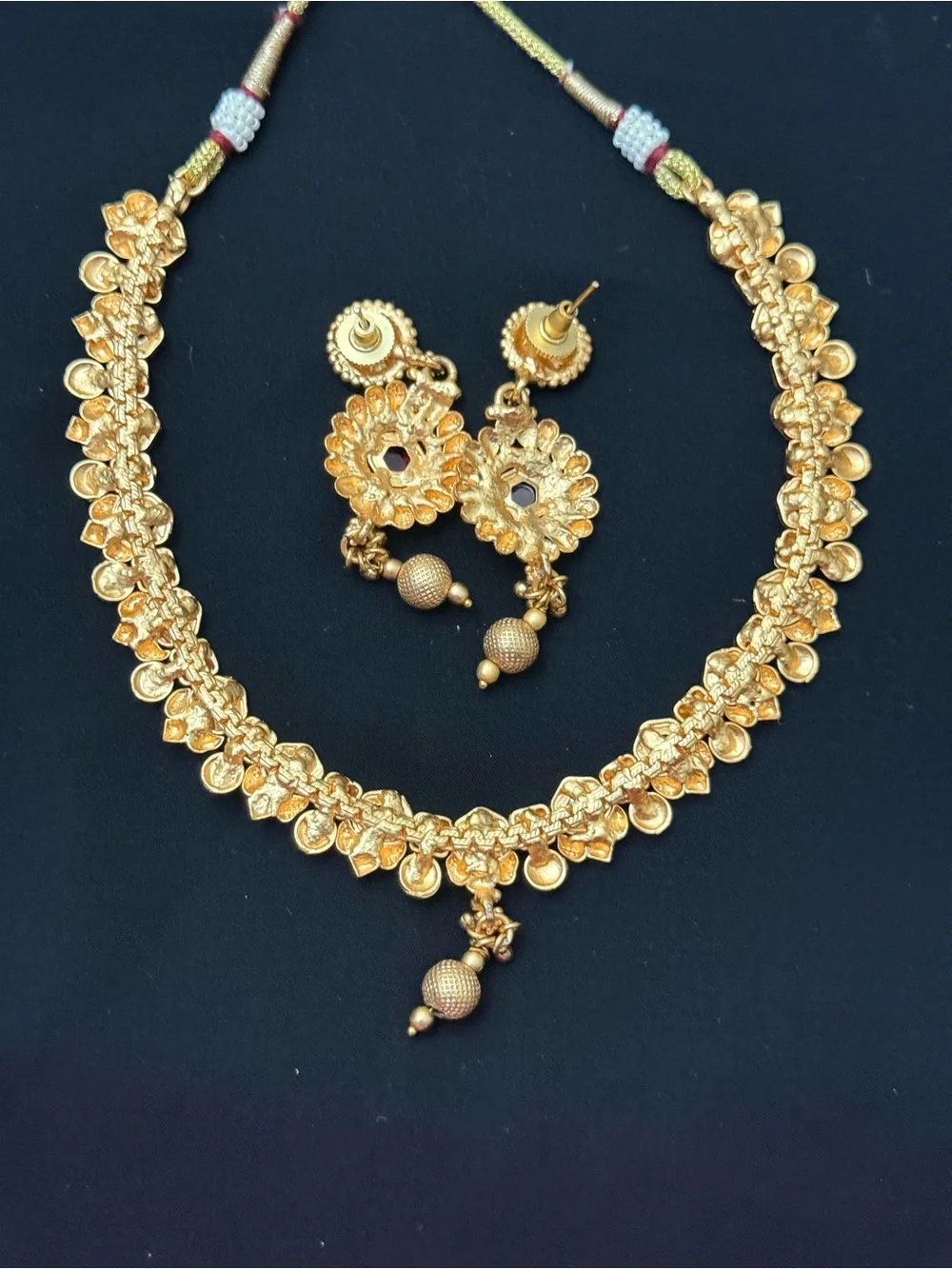 Indian Traditional Gold plated heritage necklace wait earrings